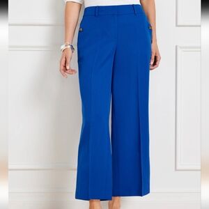 Talbots Relaxed Fit Wide Leg Linen Blend Capri Pants In Royal Blue Sz XL